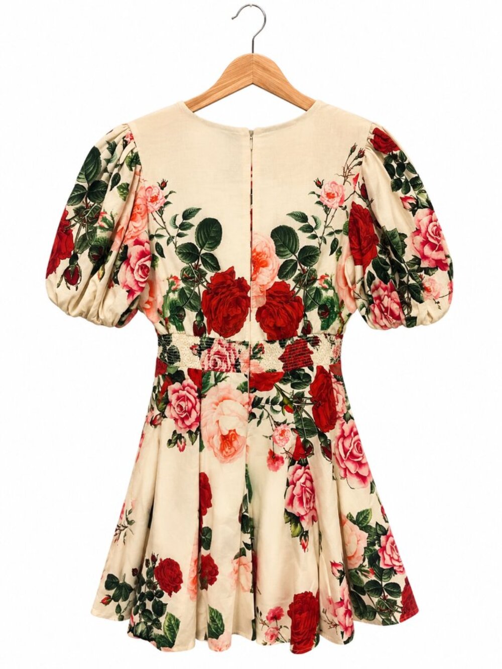Hemant & Nandita Naaz Floral Skater Mini Dress Cream Red Size Small - Picture 13 of 14